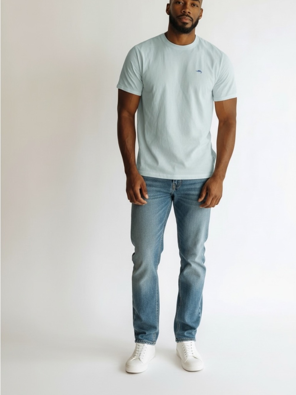 Men’s Tommy Bahama Aqua Blue Crew Neck Logo T-Shirt Size Large